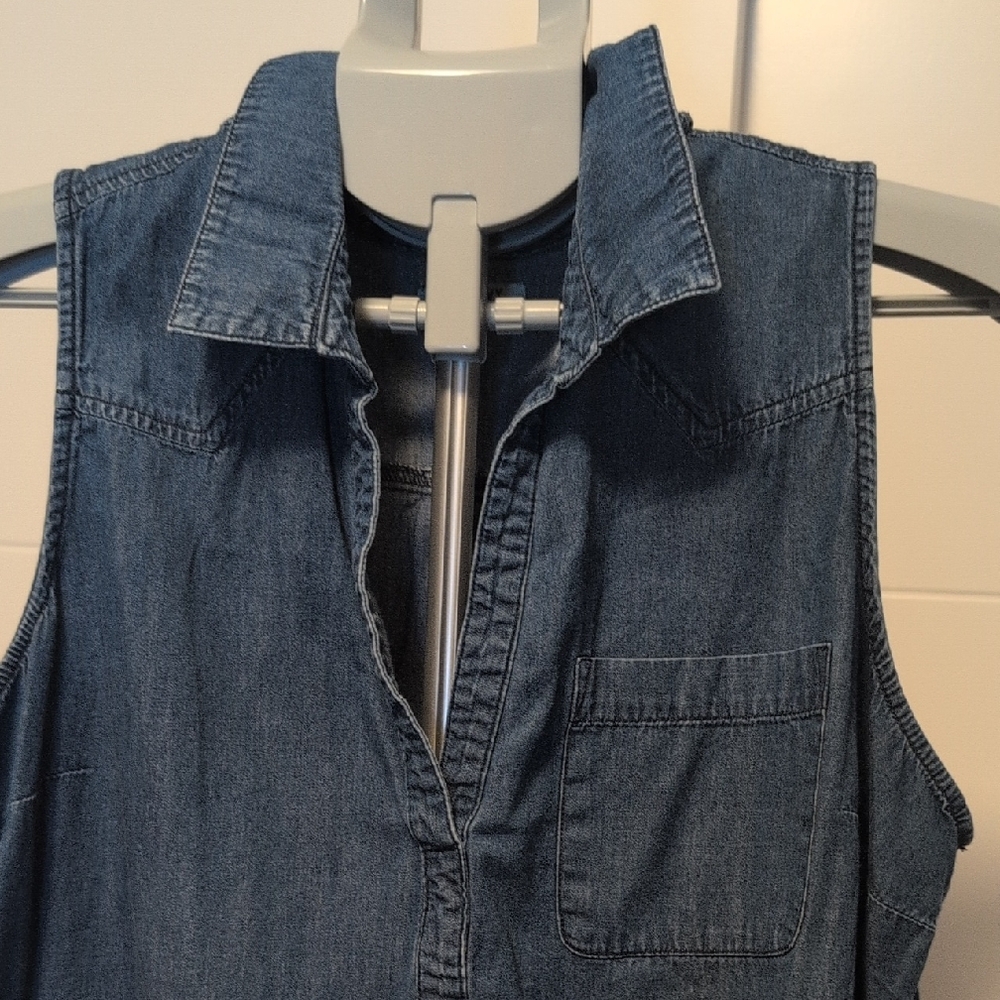 Old Navy Blue Denim Sleeveless Shirt Dress